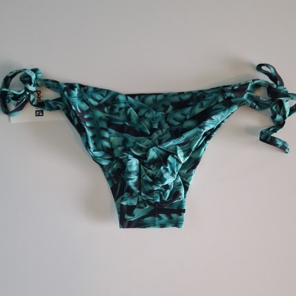 Fused Tropical Leaf Bikini Bottom - Teal - Picture 2 of 2